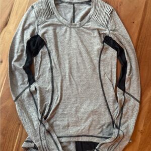 Lululemon Gray and Black Striped Top
